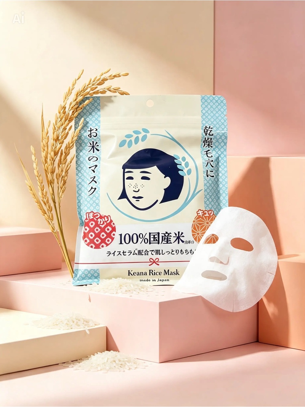 ✨ KEANA NADESHIKO Rice Mask – Japanese Skincare – 10 Sheets 🇯🇵✨